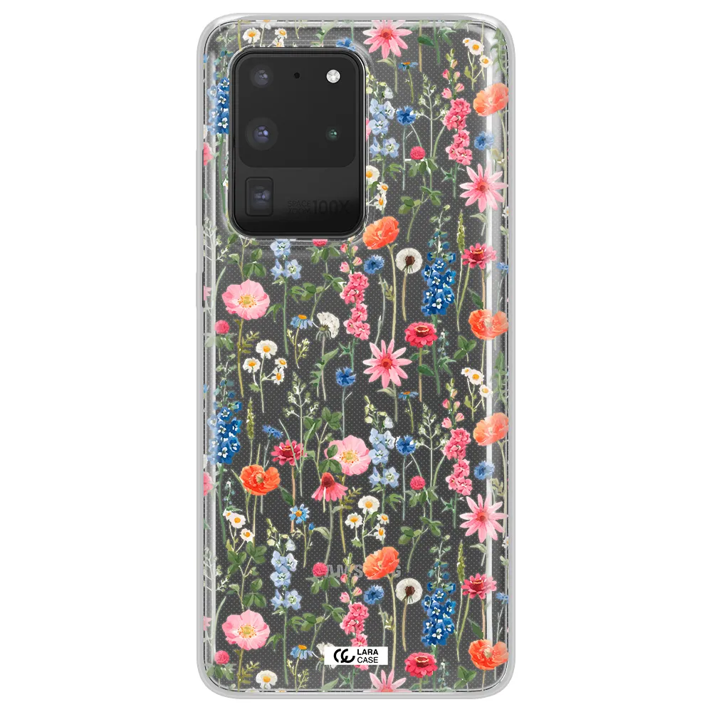 Green Blue Red Flowers Samsung S20 Ultra Clear TPU Case