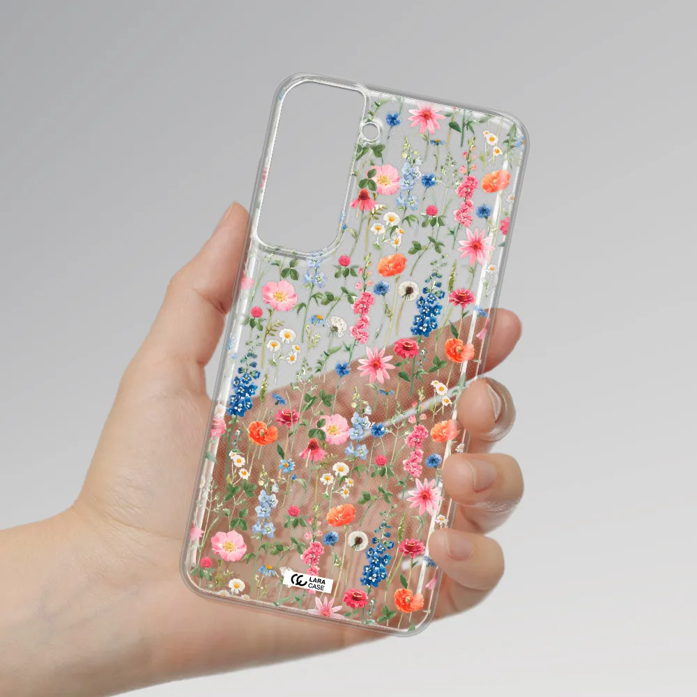 Green Blue Red Flowers Samsung S21 Fe Clear Tpu Case