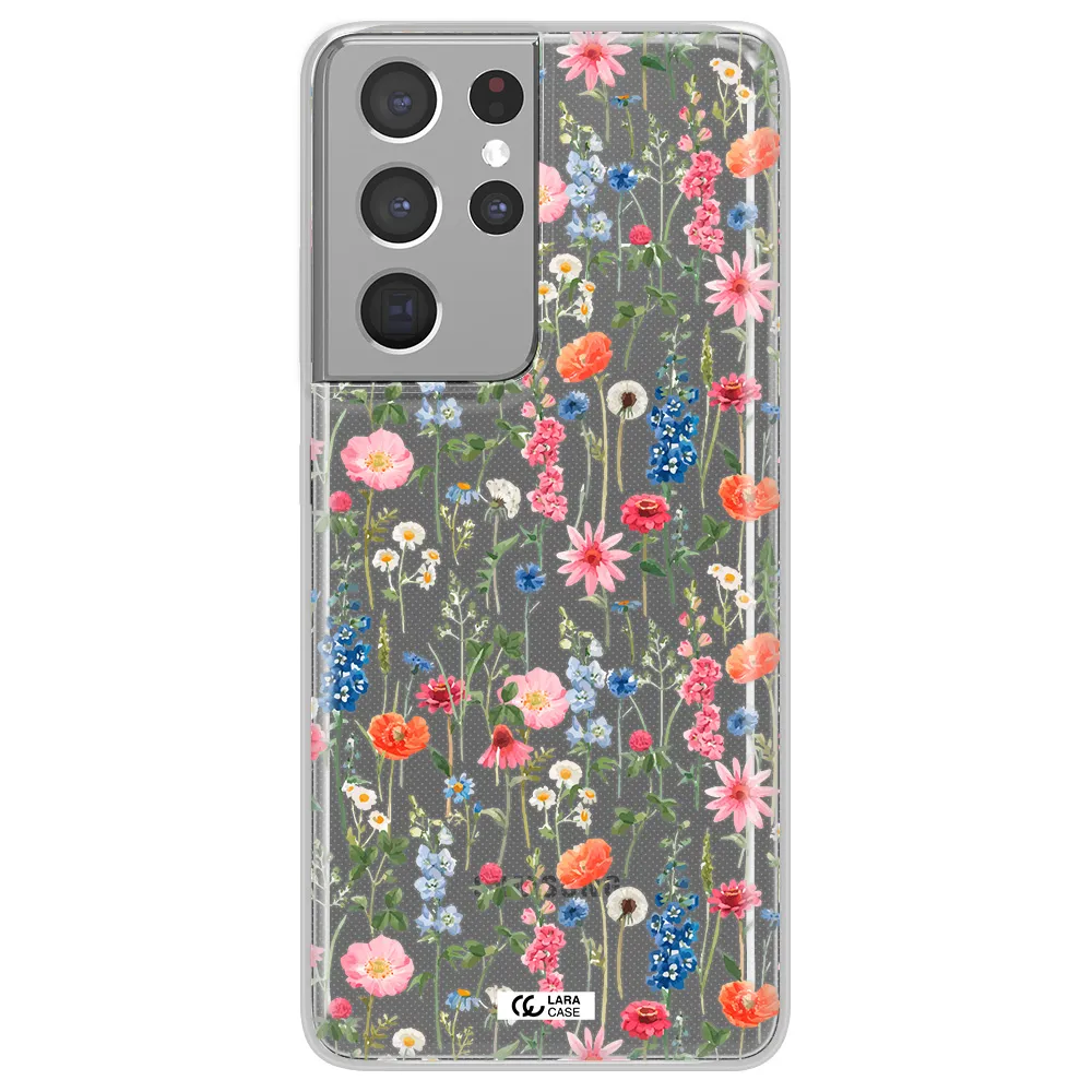 Green Blue Red Flowers Samsung S21 Ultra Clear TPU Case