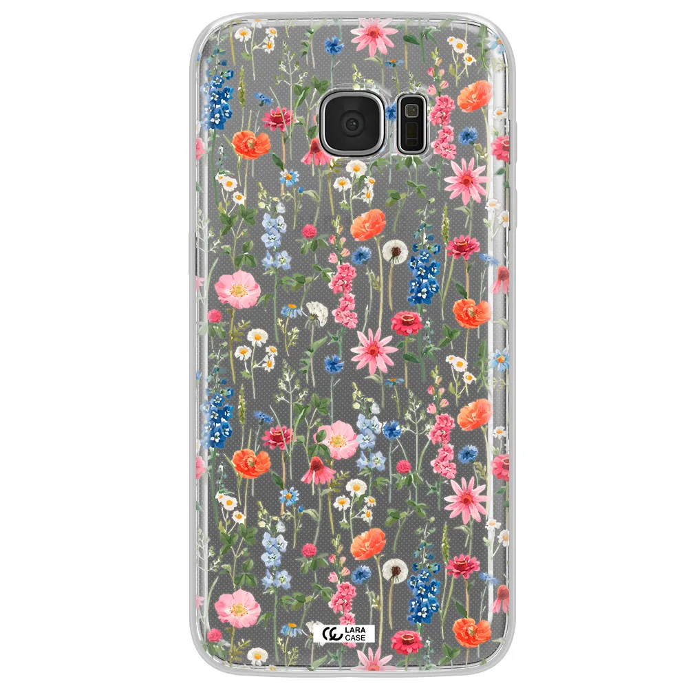Green Blue Red Flowers Samsung S7 Edge Clear TPU Case