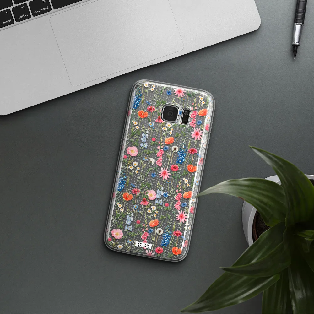 Green Blue Red Flowers Samsung S7 Edge Clear TPU Case