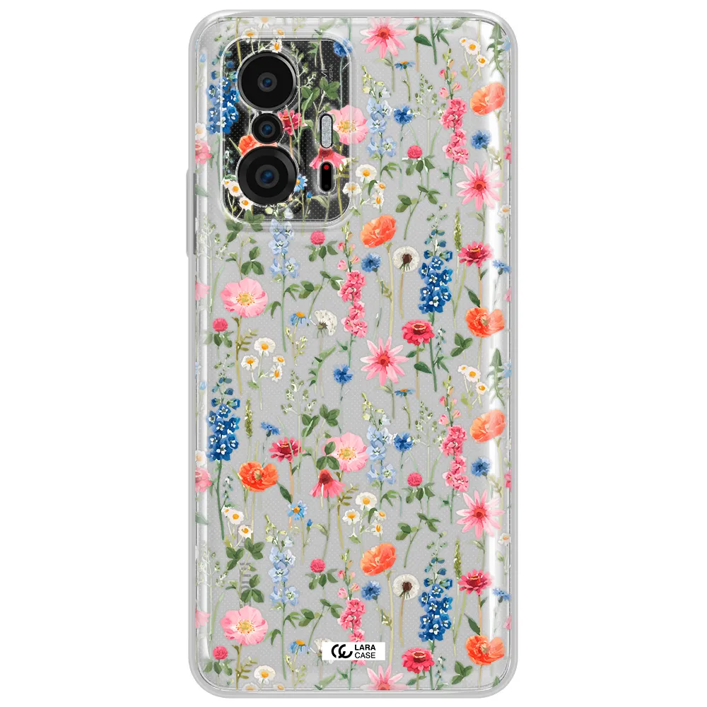 Green Blue Red Flowers Xiaomi 11T Clear Tpu Case