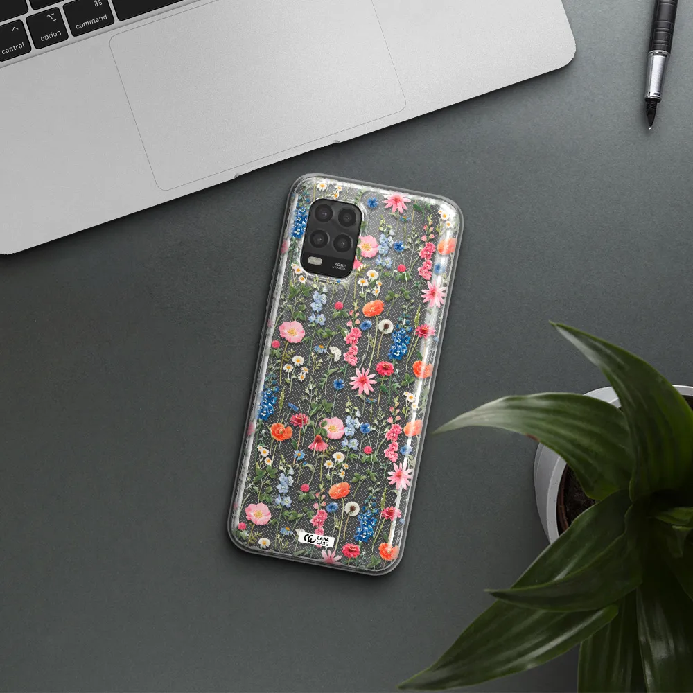 Green Blue Red Flowers Xiaomi Mi 10 Lite Clear TPU Case