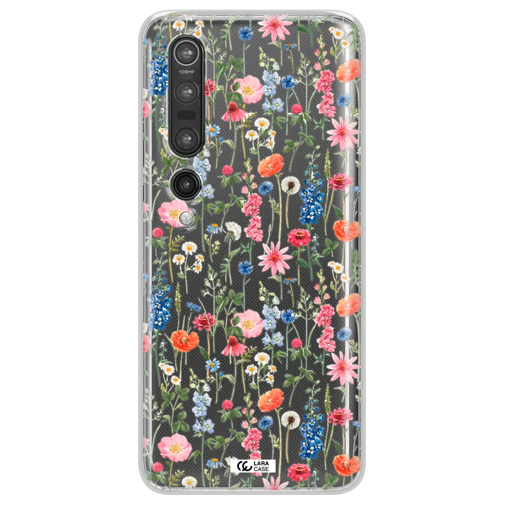 Green Blue Red Flowers Xiaomi Mi 10 Pro Clear TPU Case