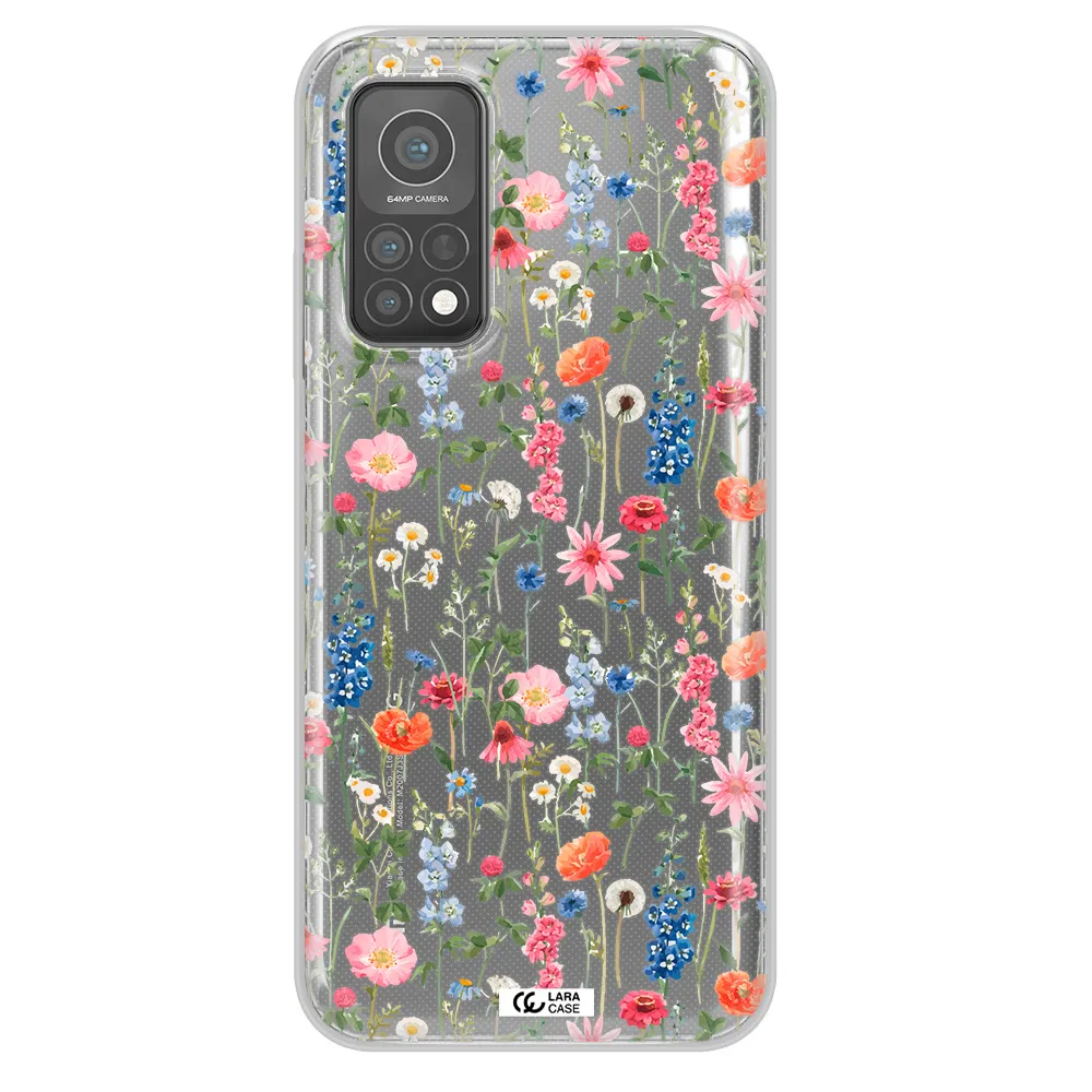 Green Blue Red Flowers Xiaomi Mi 10 T Pro Clear TPU Case