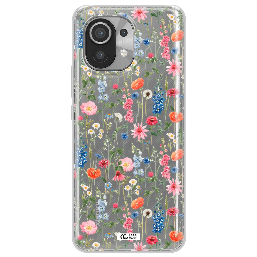 Green Blue Red Flowers Xiaomi Mi 11 Clear TPU Case