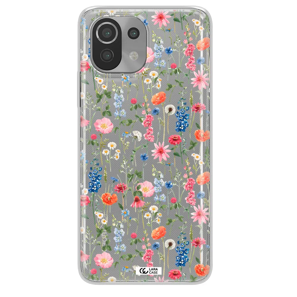 Green Blue Red Flowers Xiaomi Mi 11 Lite Clear TPU Case
