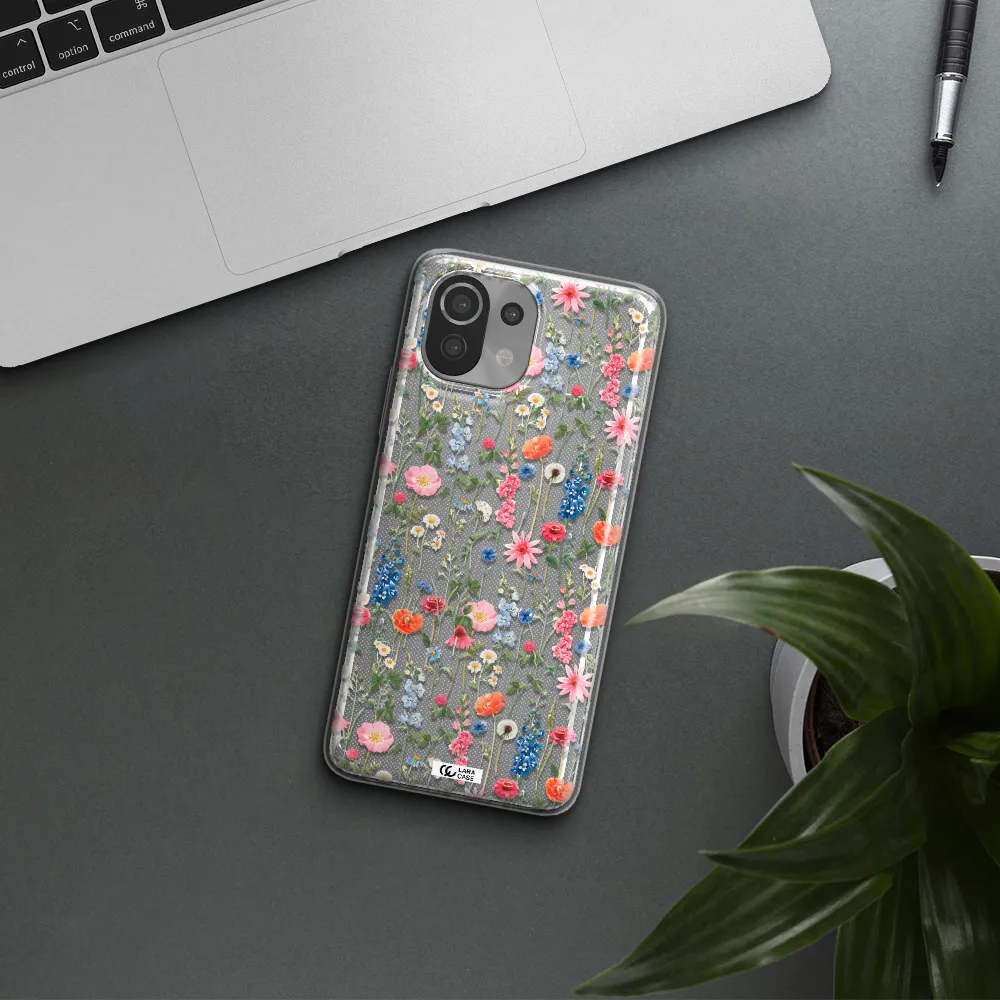 Green Blue Red Flowers Xiaomi Mi 11 Lite Clear TPU Case