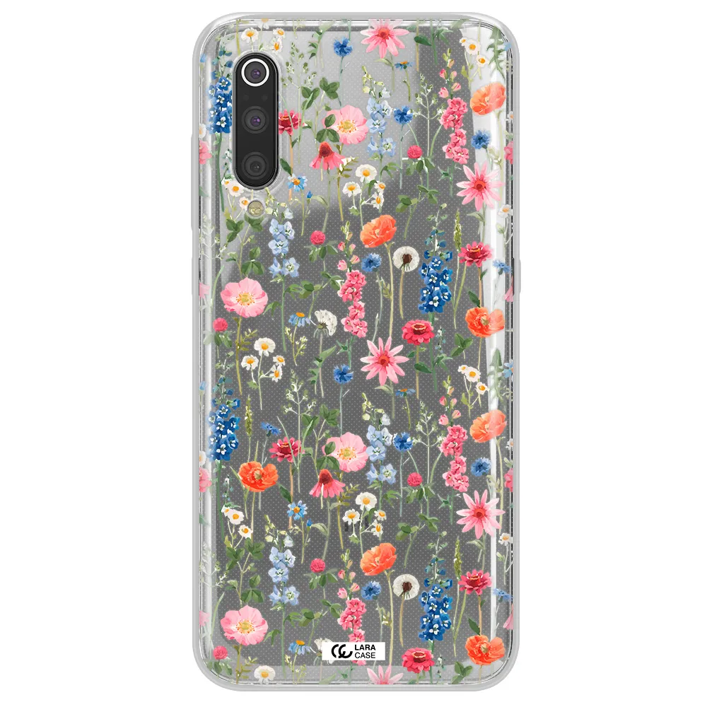 Green Blue Red Flowers Xiaomi Mi 9 Clear TPU Case