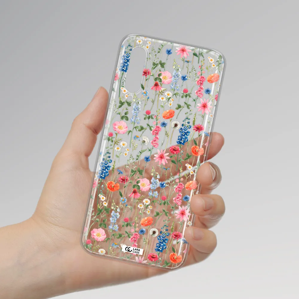 Green Blue Red Flowers Xiaomi Mi 9 Clear TPU Case