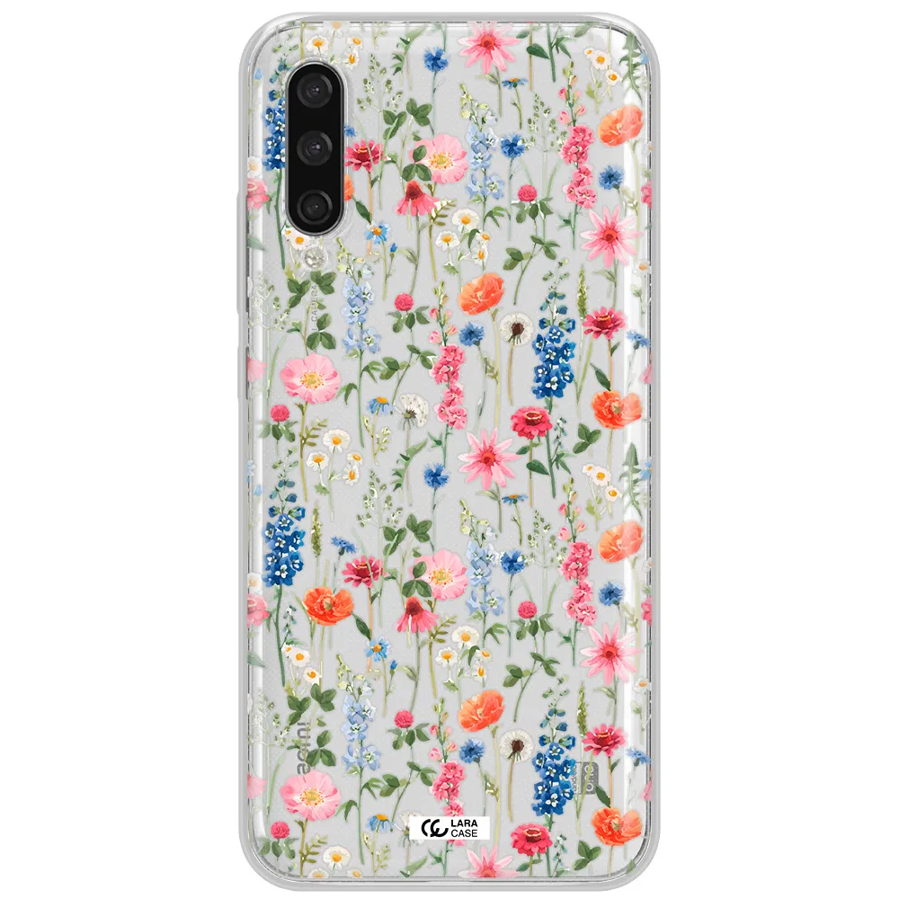 Green Blue Red Flowers Xiaomi Mi A3 Clear Tpu Case