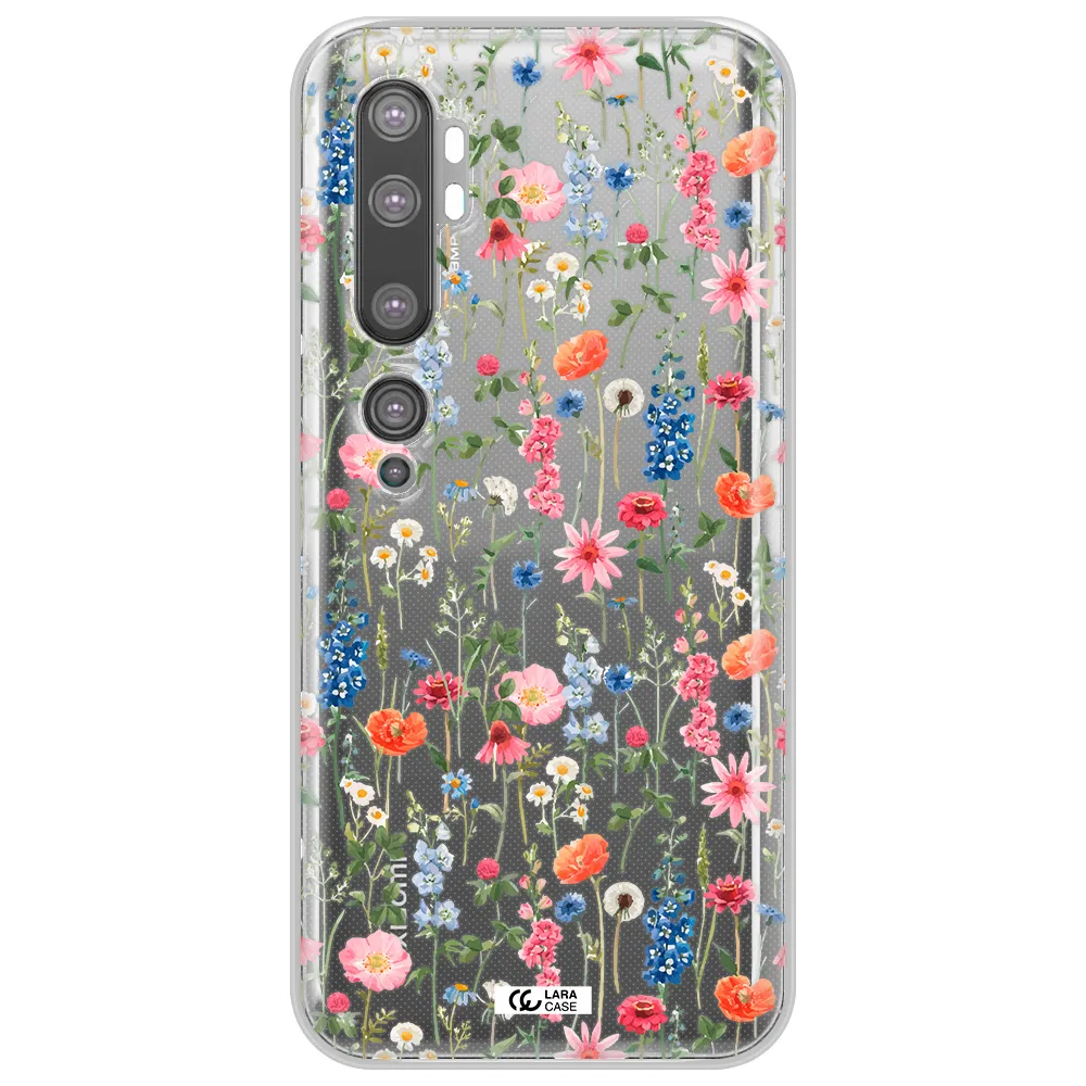 Green Blue Red Flowers Xiaomi Mi Note 10 Clear TPU Case