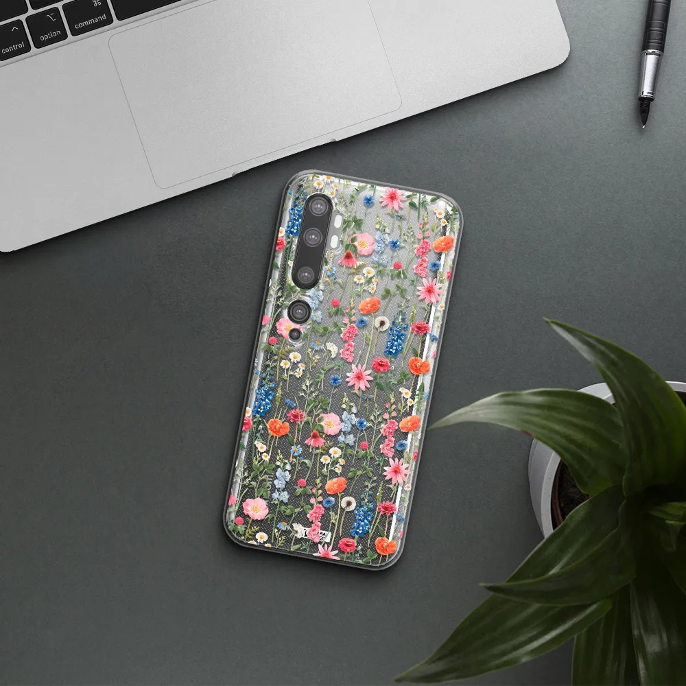 Green Blue Red Flowers Xiaomi Mi Note 10 Clear TPU Case