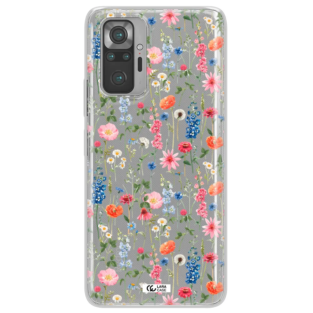 Green Blue Red Flowers Xiaomi Note 10 Pro Clear TPU Case