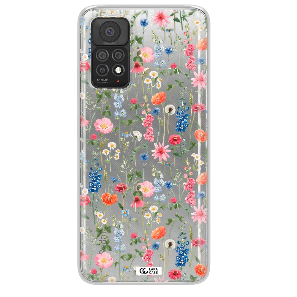 Green Blue Red Flowers Xiaomi Note 11 Pro Clear TPU Case