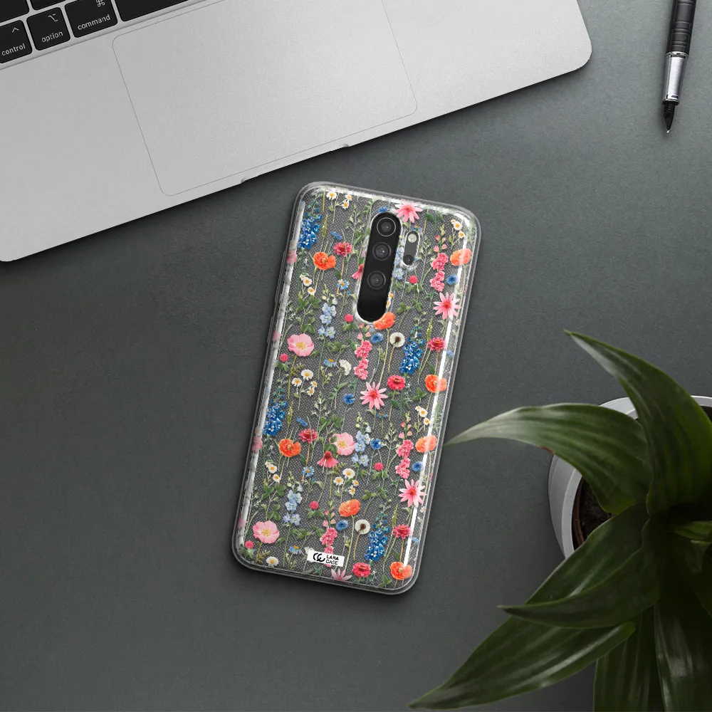 Green Blue Red Flowers Xiaomi Note 8 Pro Clear TPU Case