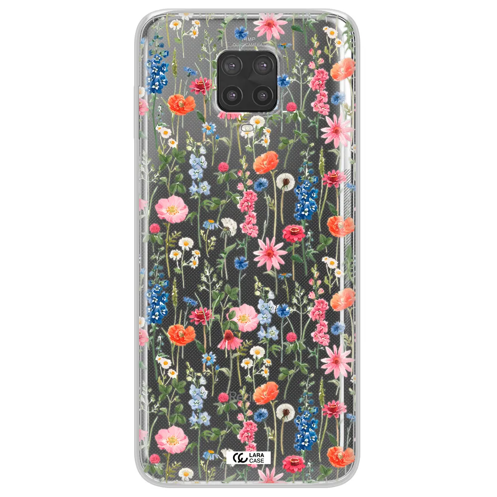 Green Blue Red Flowers Xiaomi Note 9 Pro Clear TPU Case