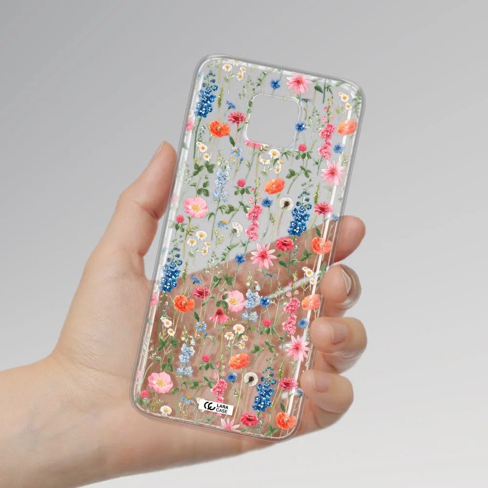 Green Blue Red Flowers Xiaomi Note 9 Pro Clear TPU Case