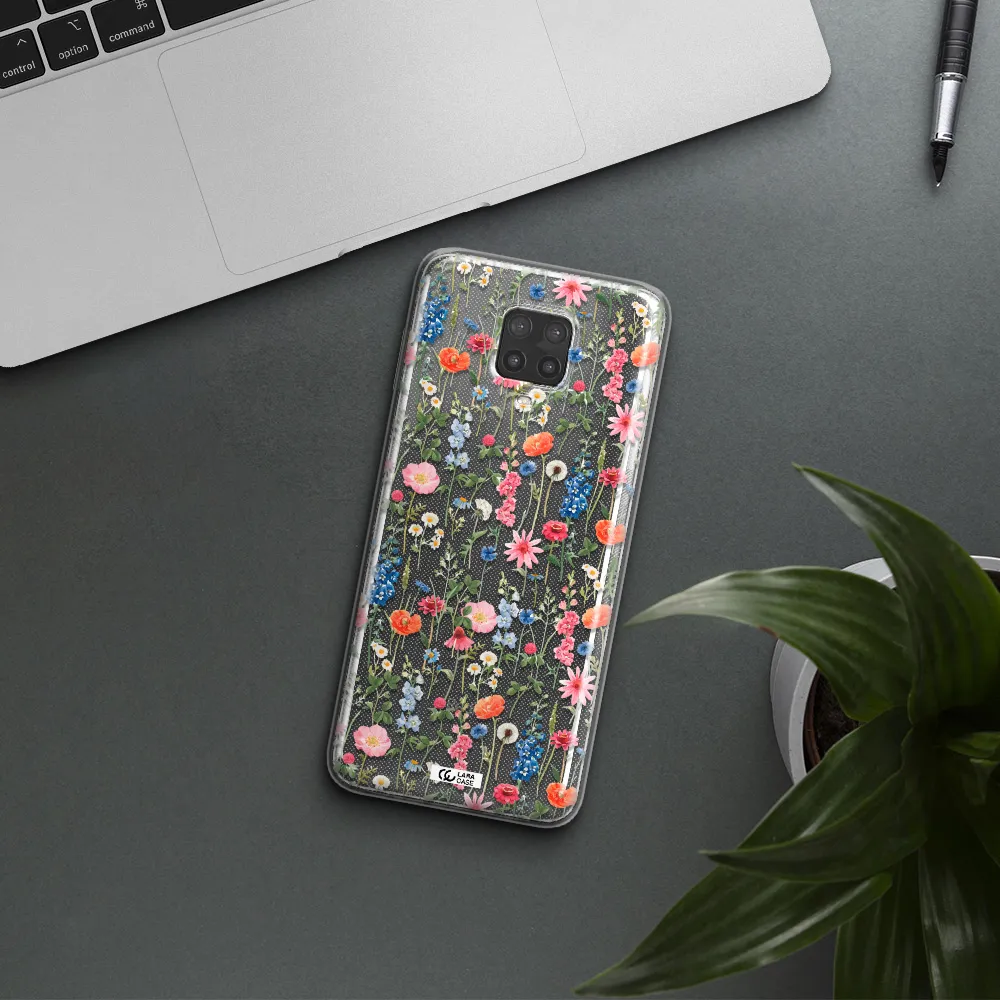 Green Blue Red Flowers Xiaomi Note 9 Pro Clear TPU Case