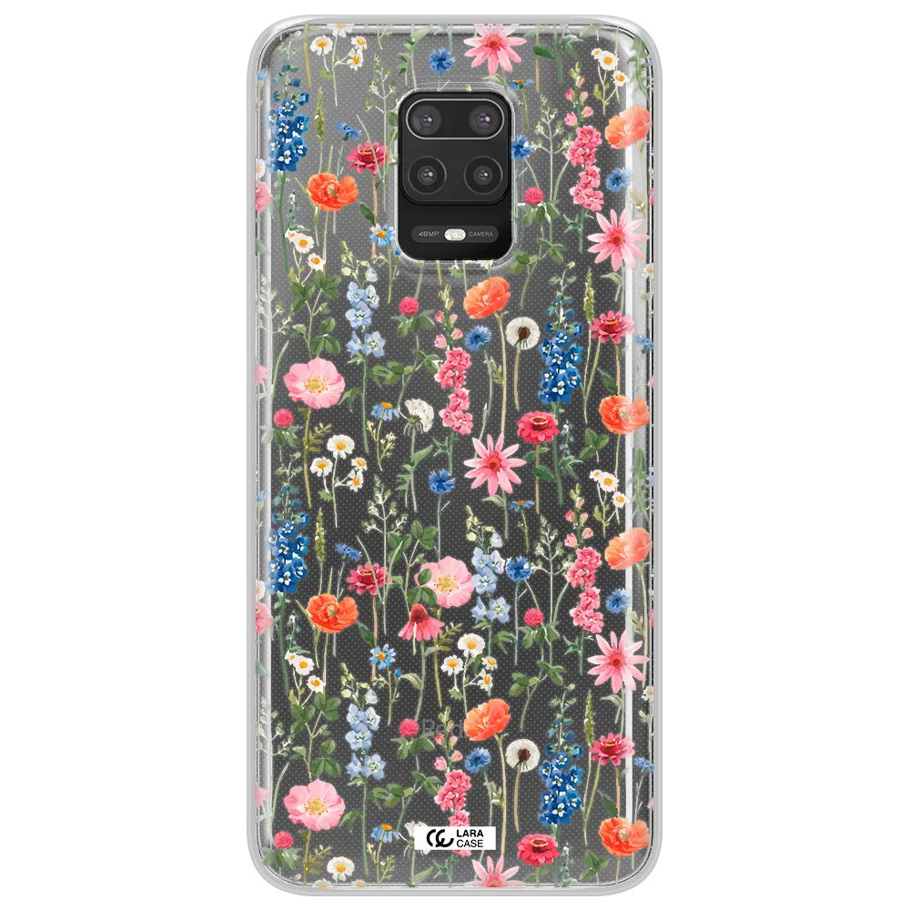 Green Blue Red Flowers Xiaomi Note 9S Clear TPU Case