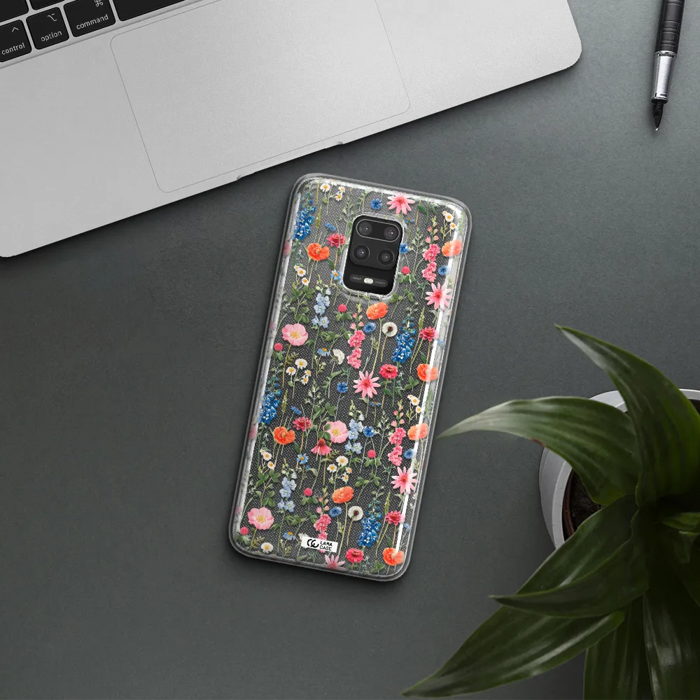 Green Blue Red Flowers Xiaomi Note 9S Clear TPU Case