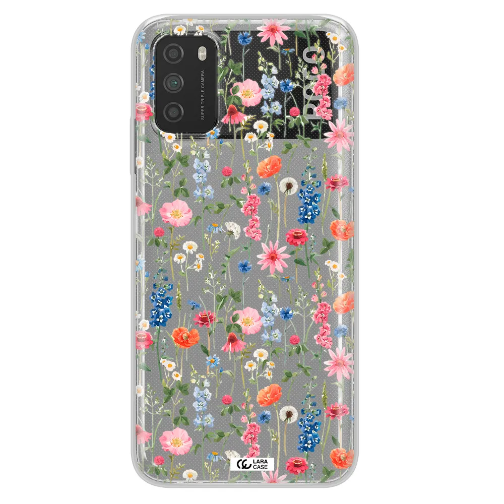 Green Blue Red Flowers Xiaomi Poco M3 Clear TPU Case