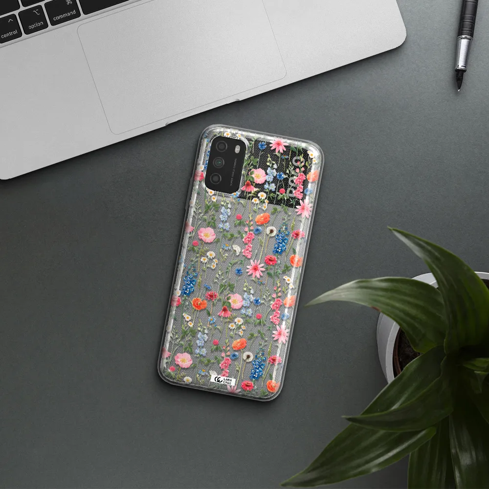 Green Blue Red Flowers Xiaomi Poco M3 Clear TPU Case