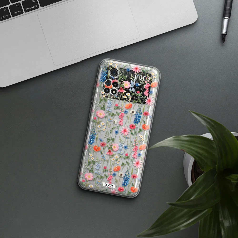 Green Blue Red Flowers Xiaomi Poco M4 Pro 4G Clear Tpu Case