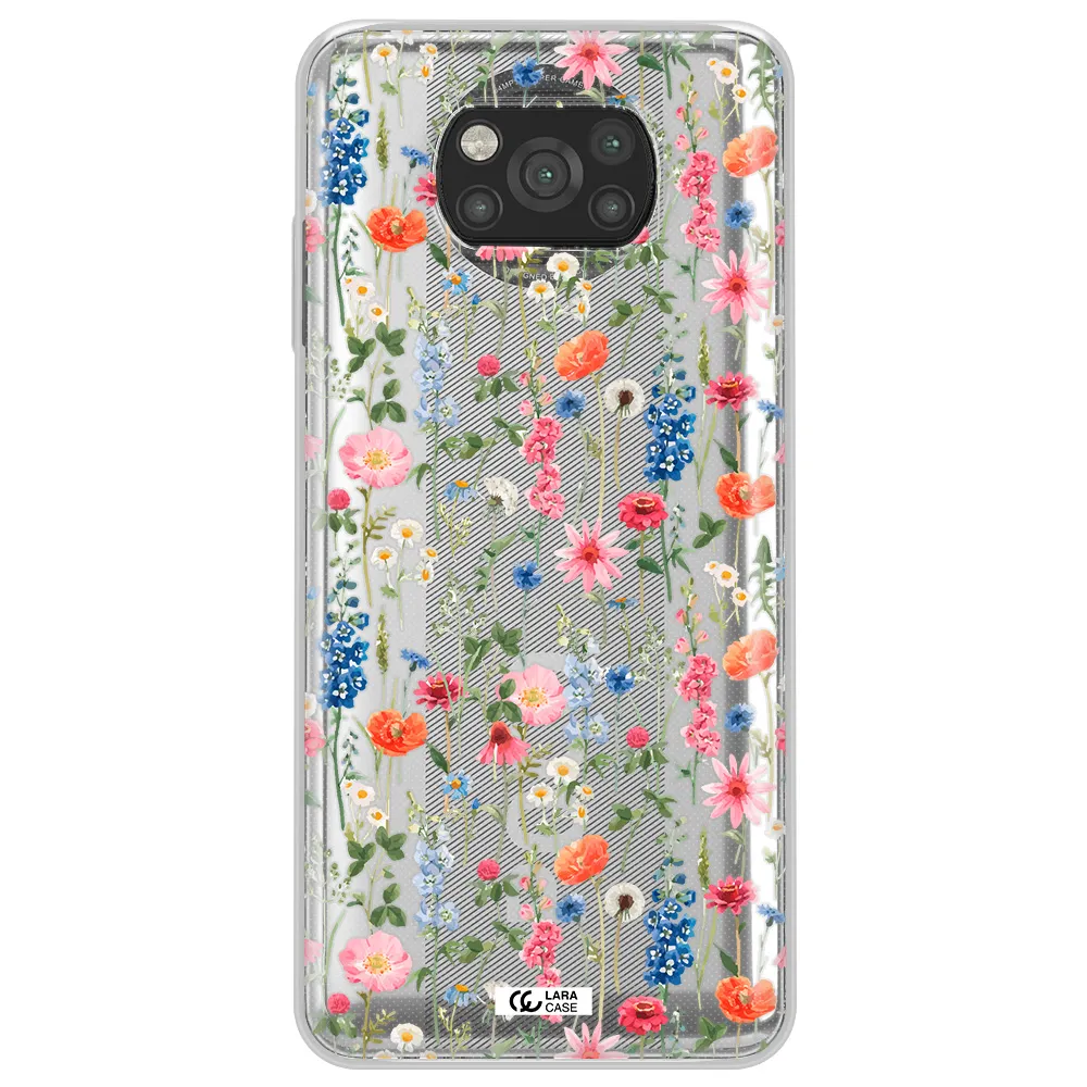 Green Blue Red Flowers Xiaomi Poco X3 Clear TPU Case