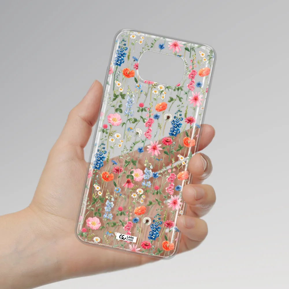 Green Blue Red Flowers Xiaomi Poco X3 Clear TPU Case