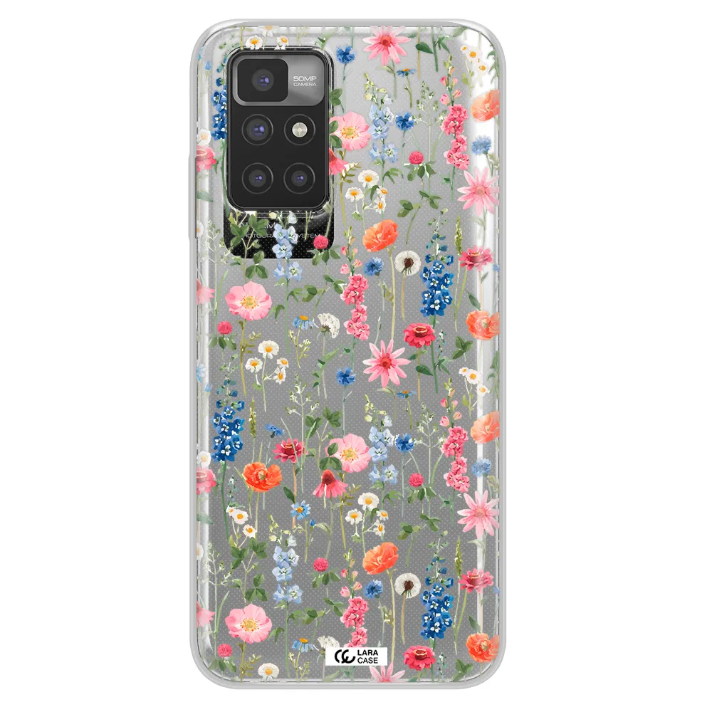 Green Blue Red Flowers Xiaomi Redmi 10 Clear TPU Case