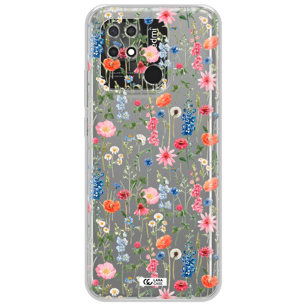 Green Blue Red Flowers Xiaomi Redmi 10C Clear TPU Case