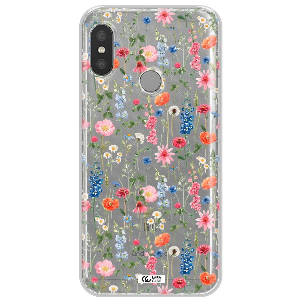 Green Blue Red Flowers Xiaomi Redmi 6 Pro Clear TPU Case