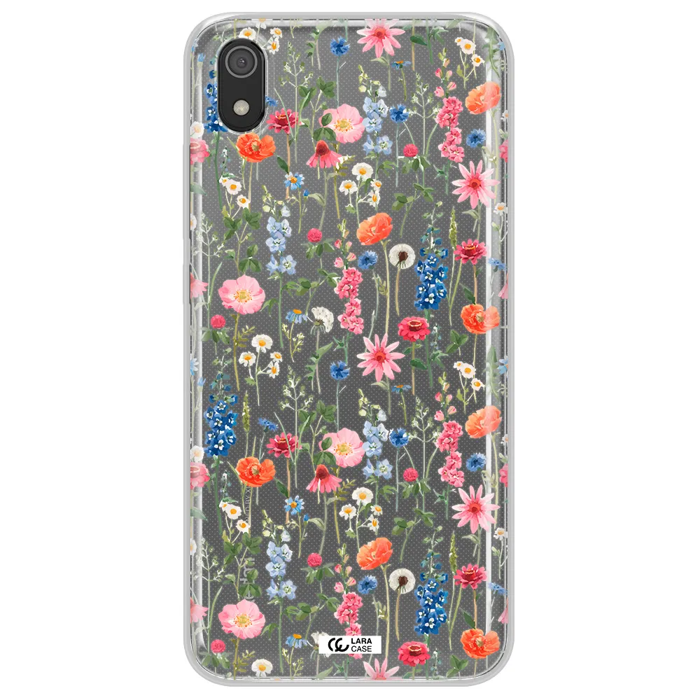 Green Blue Red Flowers Xiaomi Redmi 7A Clear TPU Case