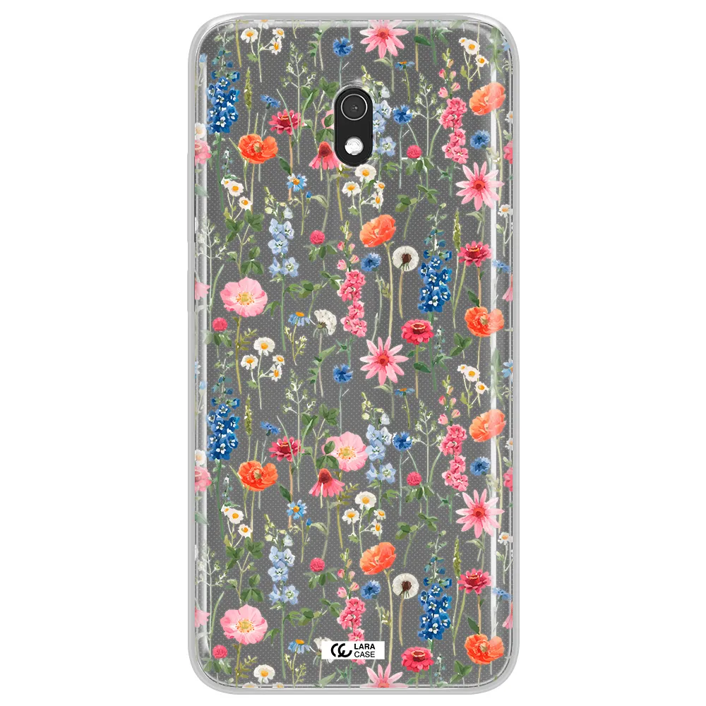 Green Blue Red Flowers Xiaomi Redmi 8A Clear TPU Case