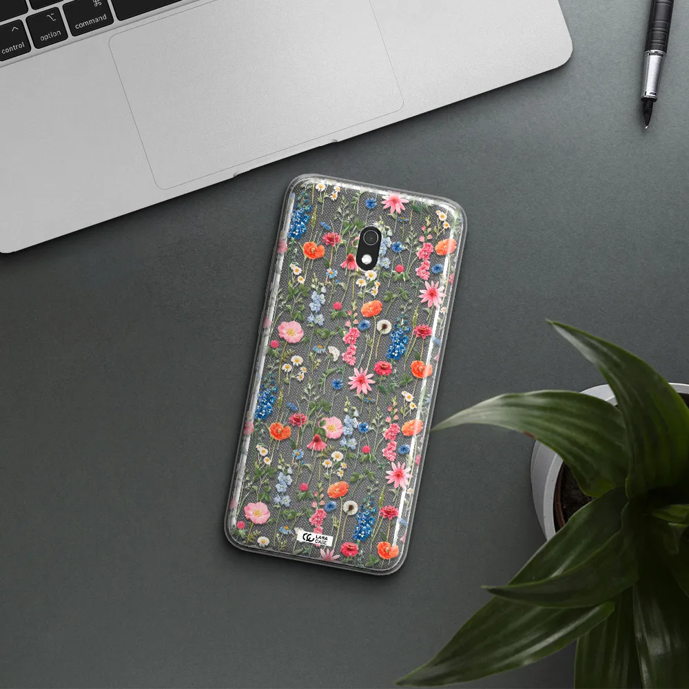 Green Blue Red Flowers Xiaomi Redmi 8A Clear TPU Case