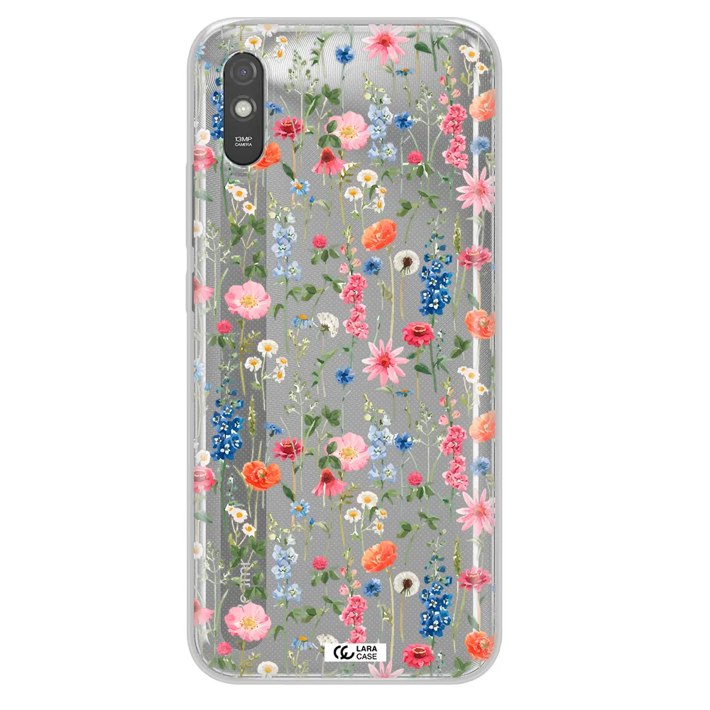 Green Blue Red Flowers Xiaomi Redmi 9A Clear TPU Case