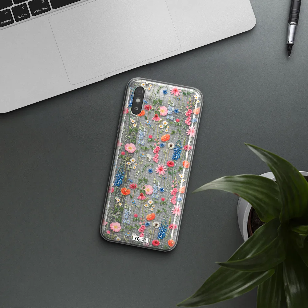 Green Blue Red Flowers Xiaomi Redmi 9A Clear TPU Case