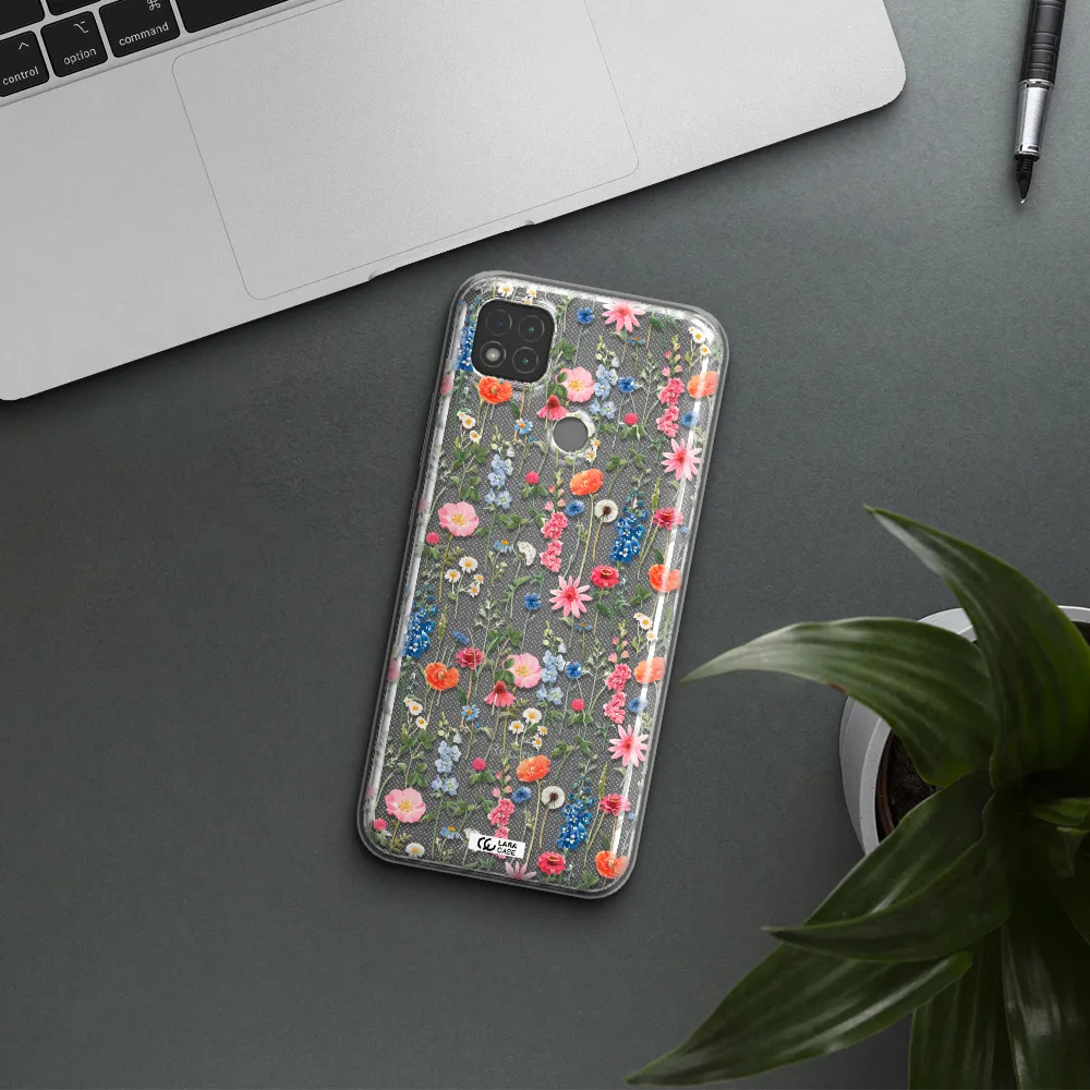 Green Blue Red Flowers Xiaomi Redmi 9C Clear TPU Case