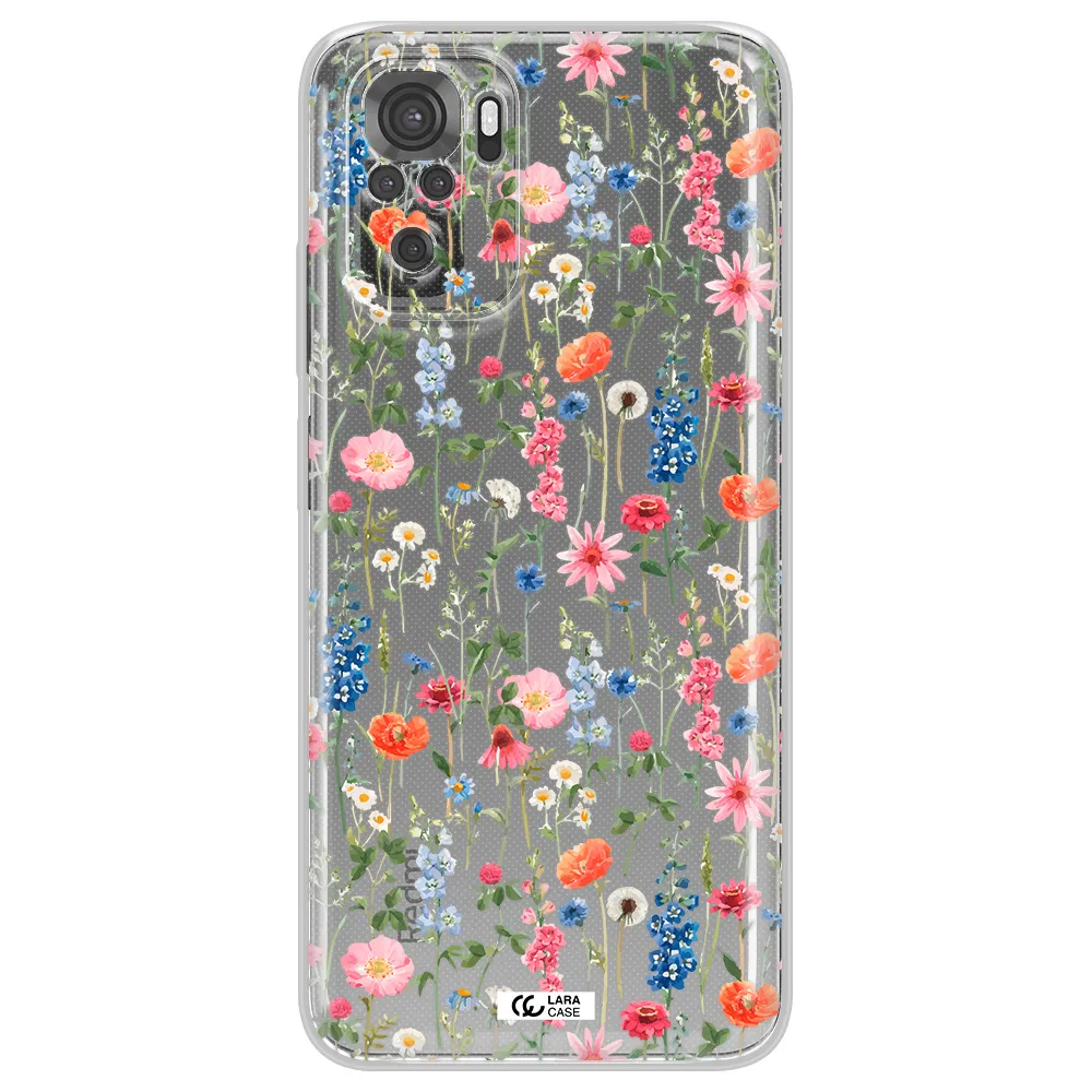 Green Blue Red Flowers Xiaomi Redmi Note 10S Clear Tpu Case