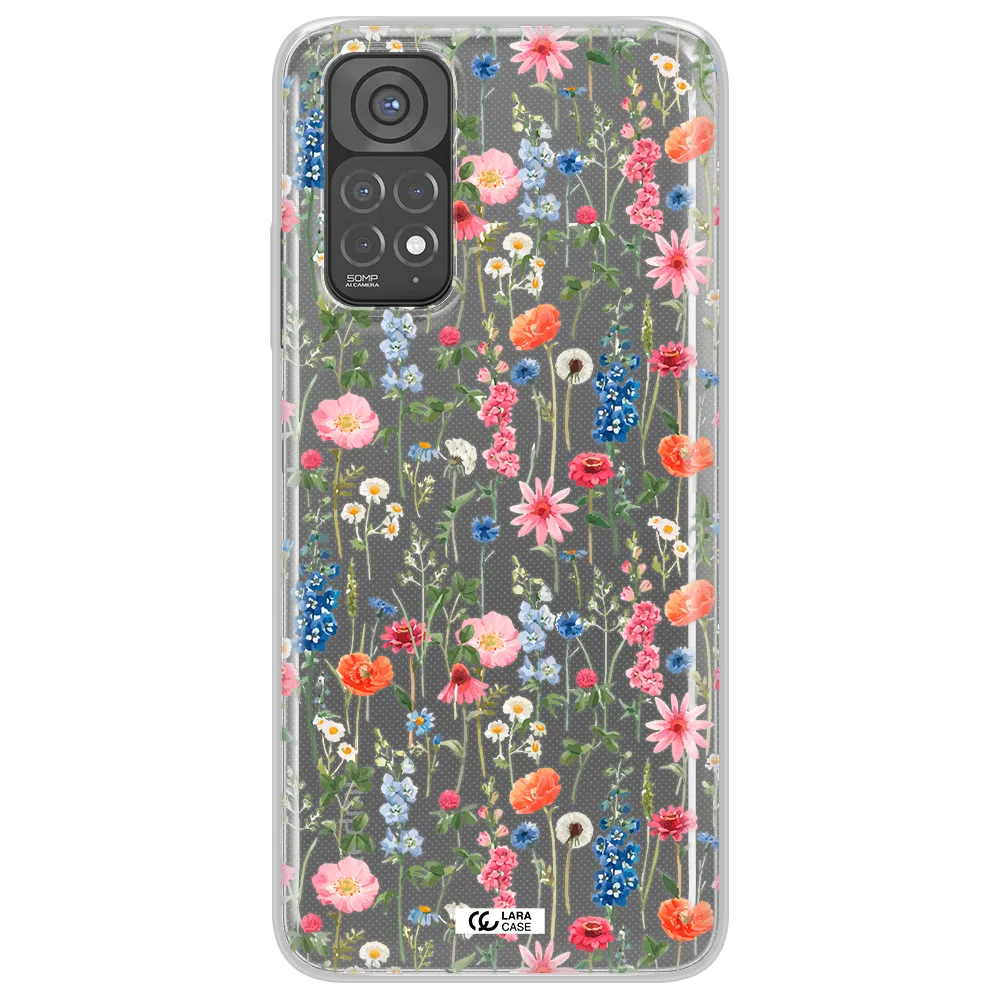Green Blue Red Flowers Xiaomi Redmi Note 11 Clear TPU Case