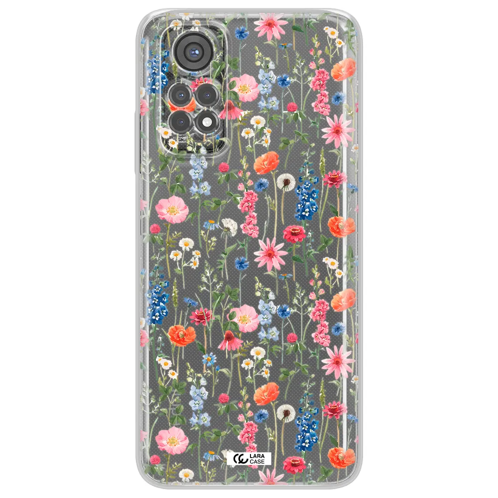 Green Blue Red Flowers Xiaomi Redmi Note 11S Clear Tpu Case