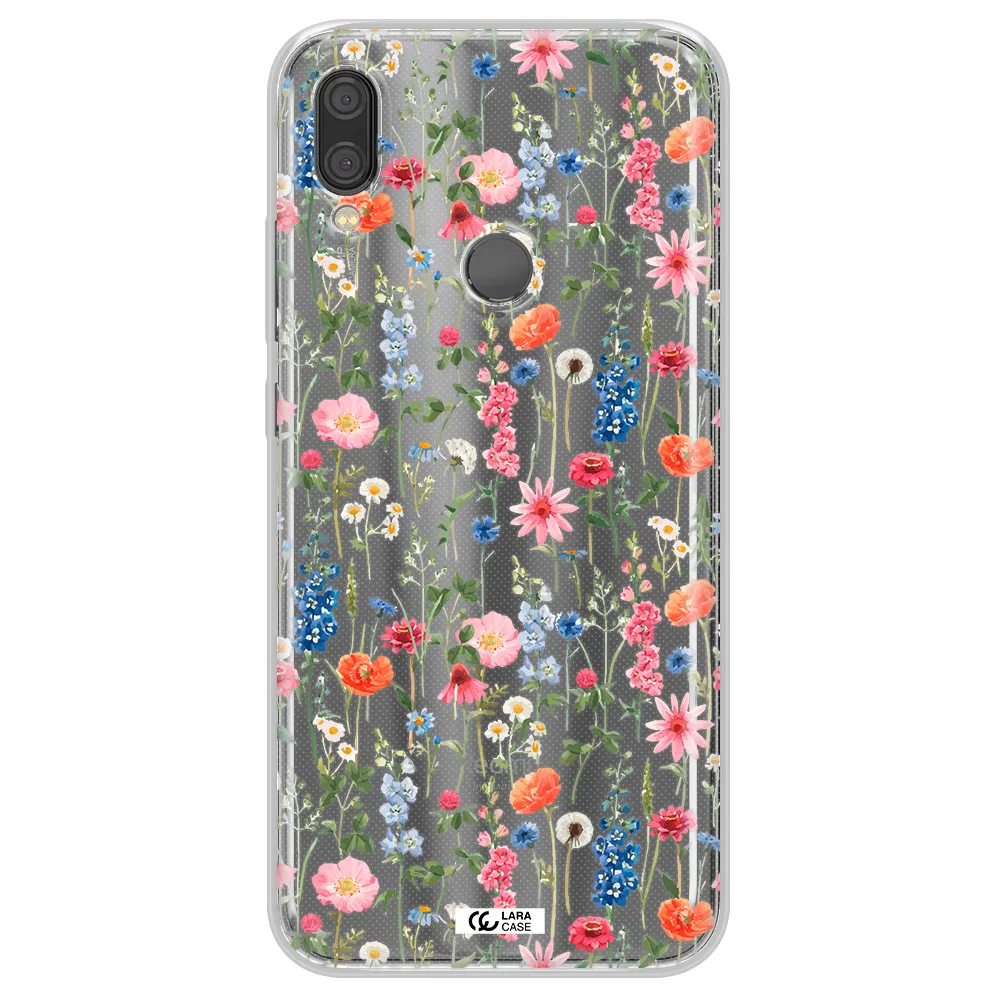 Green Blue Red Flowers Xiaomi Redmi Note 7 Clear TPU Case