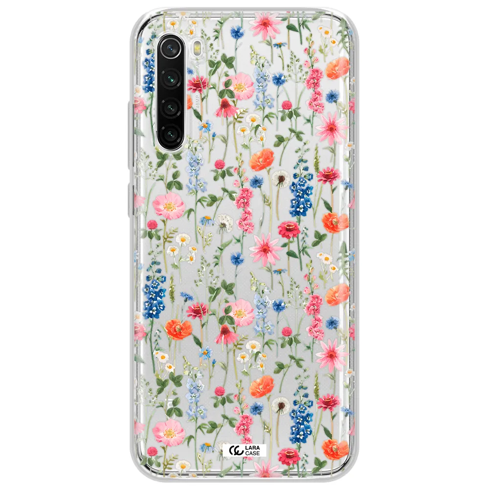 Green Blue Red Flowers Xiaomi Redmi Note 8T Clear Tpu Case