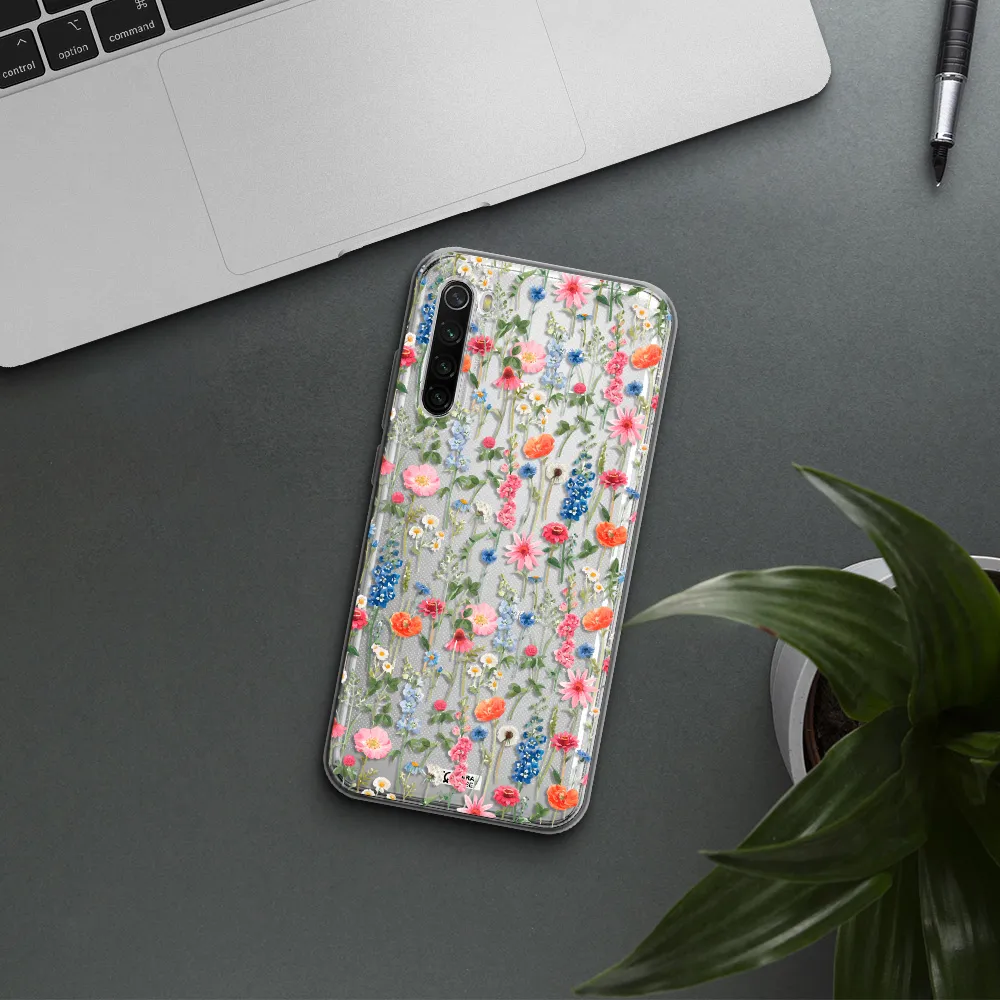 Green Blue Red Flowers Xiaomi Redmi Note 8T Clear Tpu Case