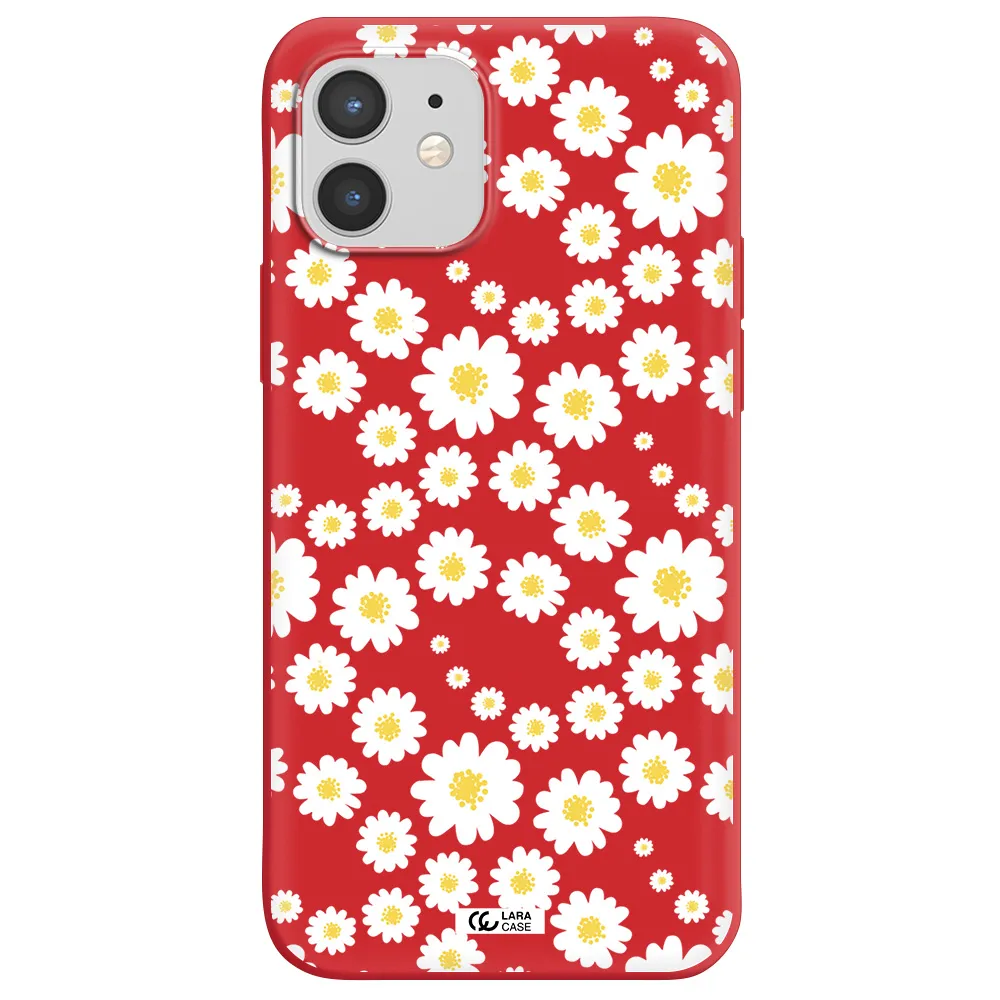 Papatia Pattern Apple iPhone 12 Silicone Imperial Red Case