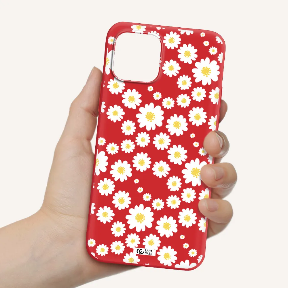 Papatia Pattern Apple iPhone 12 Silicone Imperial Red Case