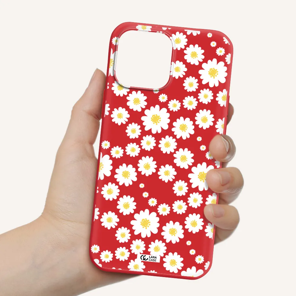 Papatia Pattern Apple iPhone 13 Pro Max Silicone Imperial Red Case