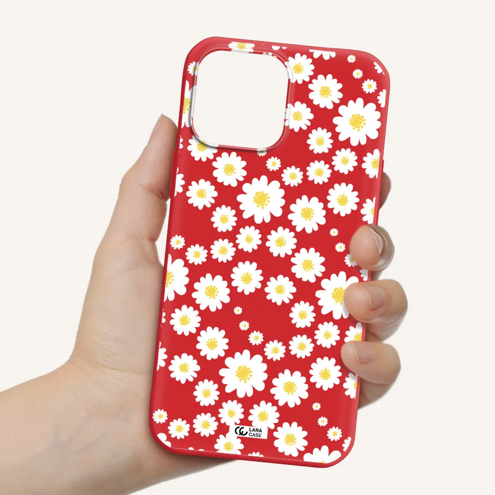 Papatia Pattern Apple iPhone 13 Pro Silicone Imperial Red Case