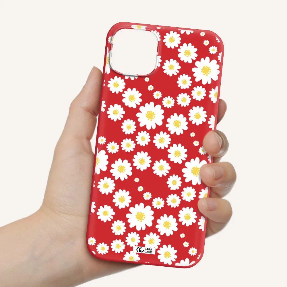 Papatia Pattern Apple iPhone 14 plus Silicone Imperial Red Case